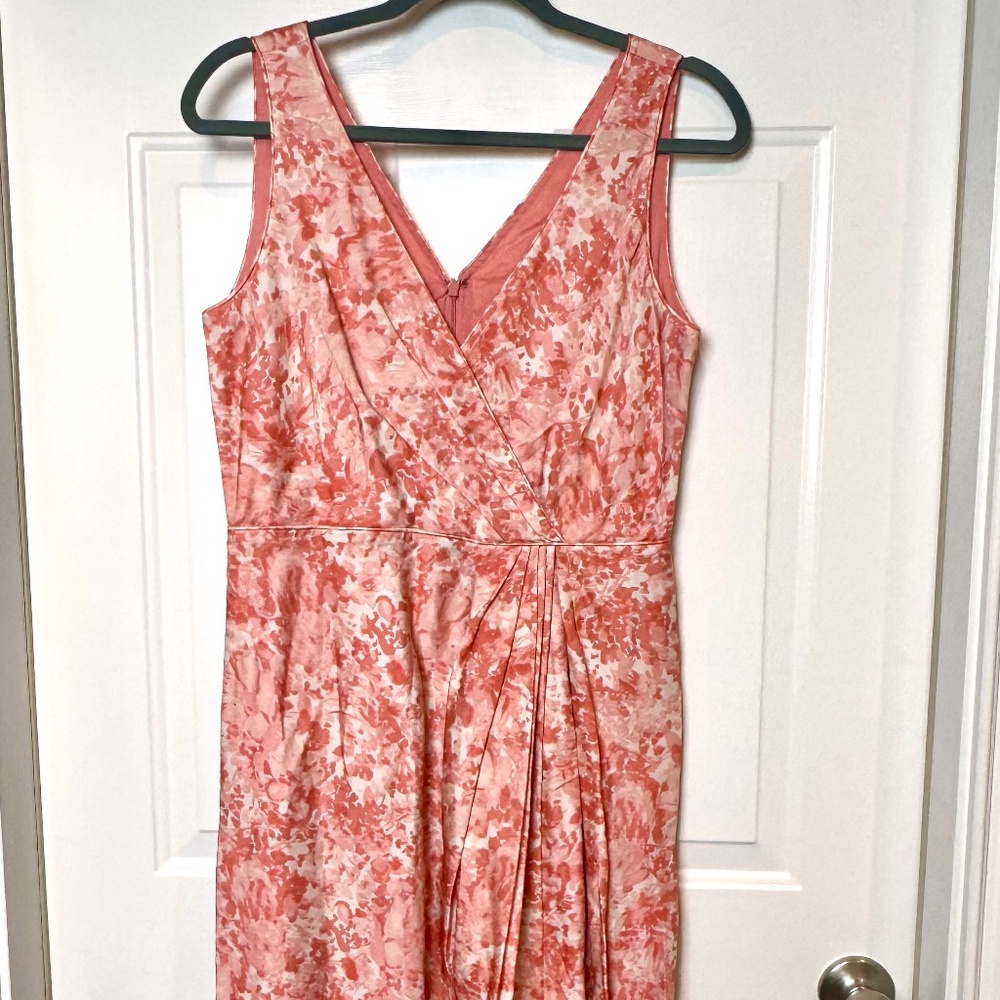 Talbots Silk Blend Coral Pleated Sheath Summer Dress Lined EUC Size 8